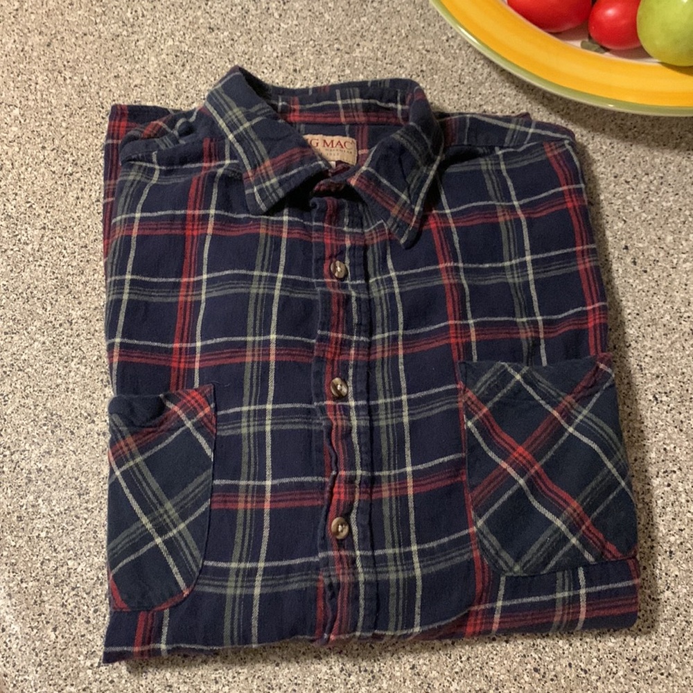 Vintage BIG MAC authentic work wear flannel long sleeve button up shirt Mens XLT